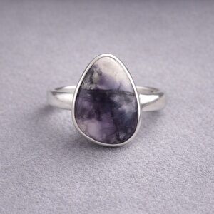 Genuine Utah Tiffany Stone Ring | Organic Teardrop Sterling Silver Bezel 8 #537